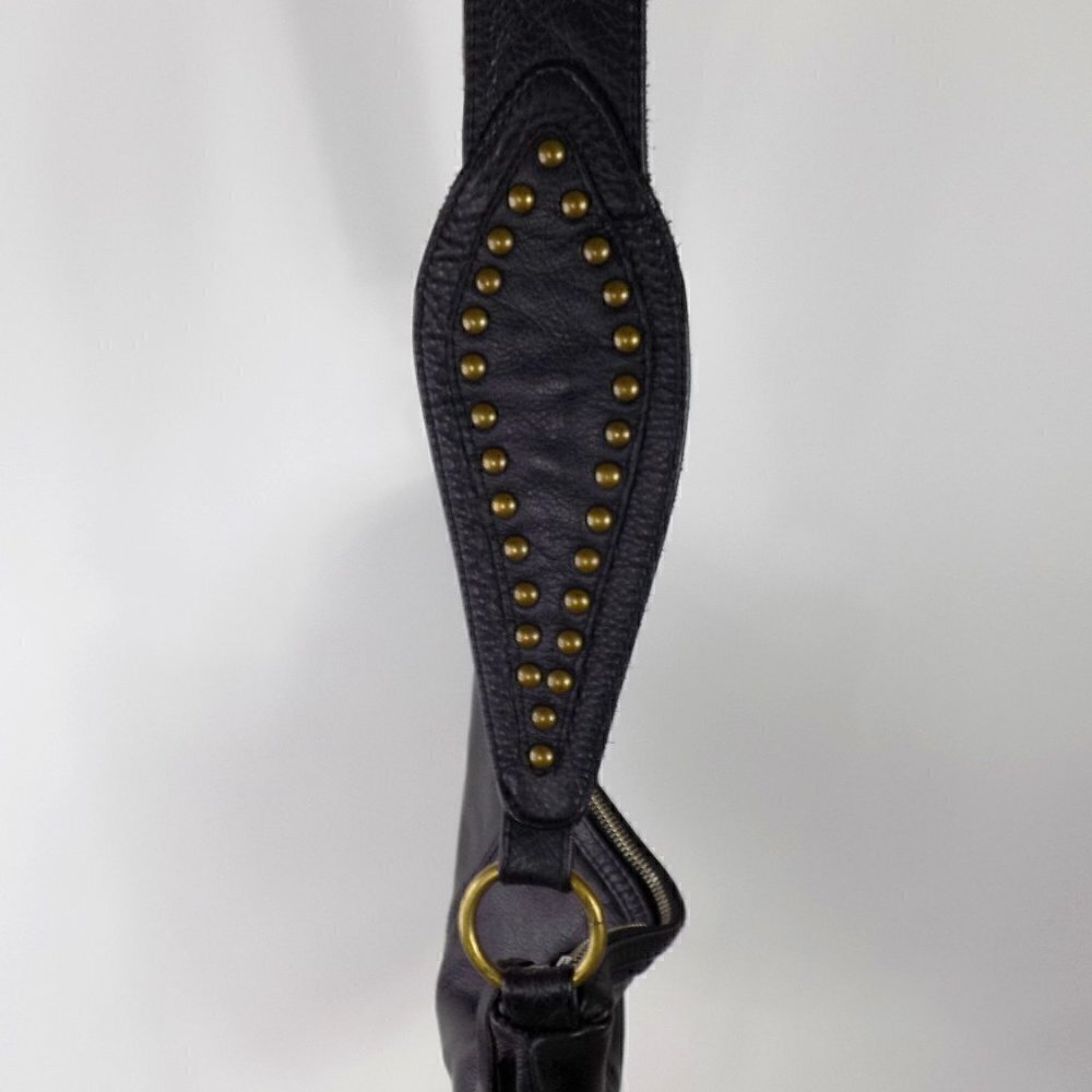 Boho Shoulder Bag Black Leather Studded Guitar Shoulder Strap Not Branded - Picture 6 of 10